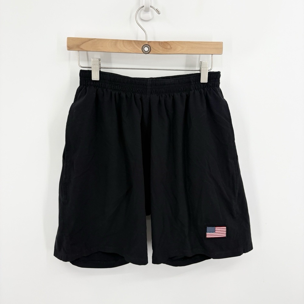 Goruck Shorts Mens Medium Athletic American Training Tough Stretch Black Flag